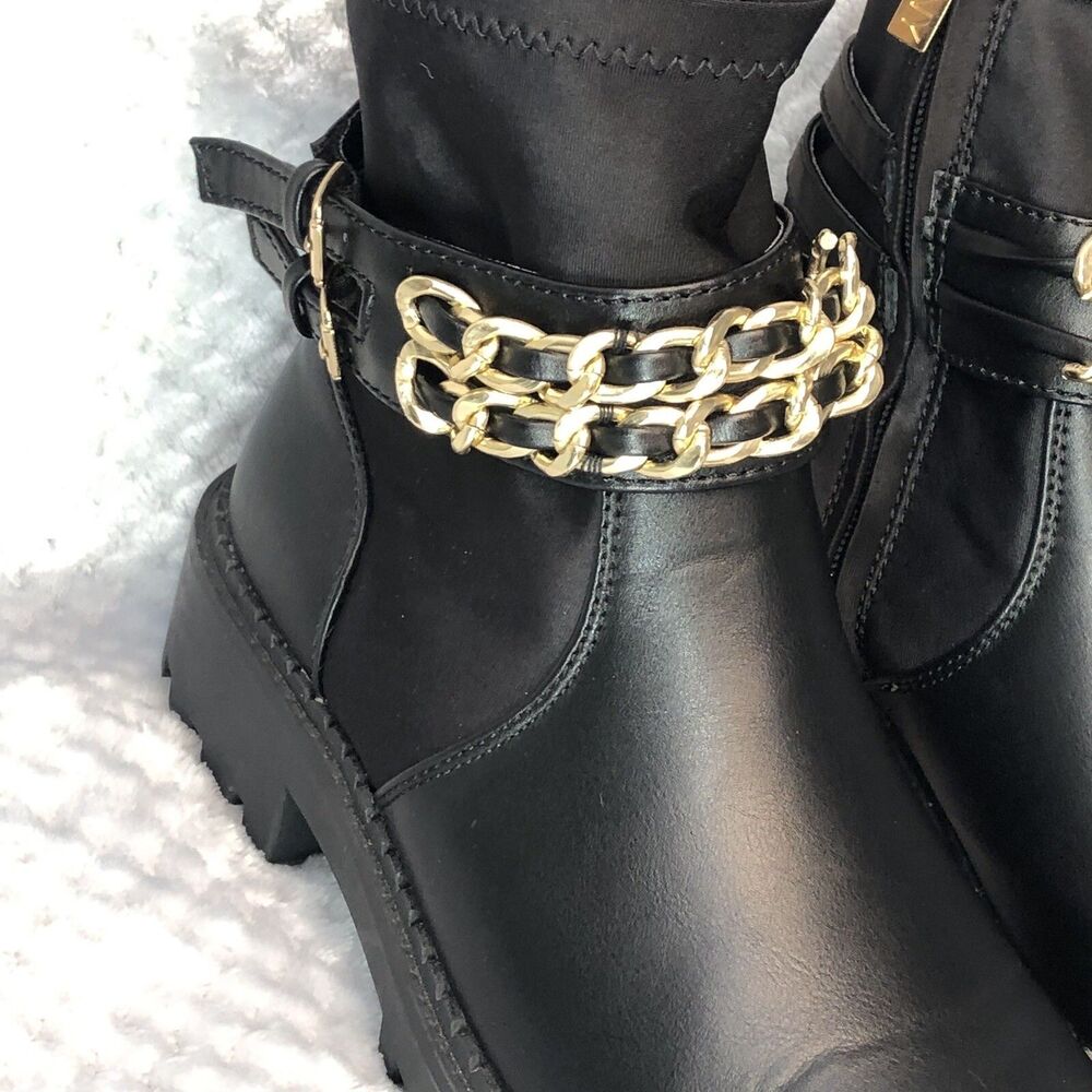 Jones New York Womens Sz 7 Black Ollee Chain Link Ankle Boot Bootie Black - Picture 8 of 14